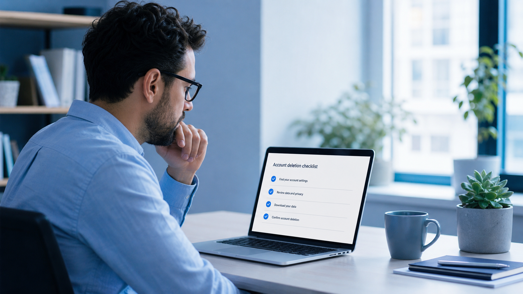 A person working through an account cleanup task on a desktop computer
